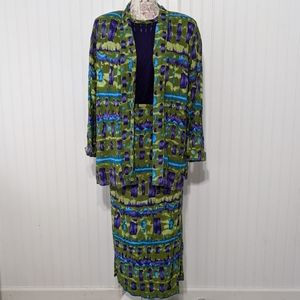 Three-piece set jacket wrap skirt beaded top